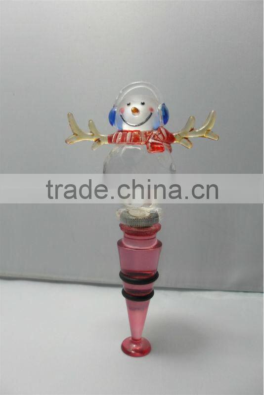 Snowman LED plastic silicone rhinestone christmas wine bottle stopper