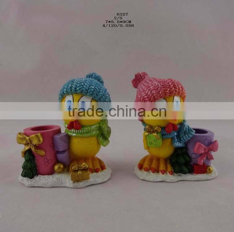 resin chick figurine pen container for new year symbol decor
