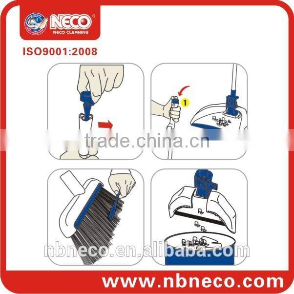 Semi-automatic dustpan and broom set