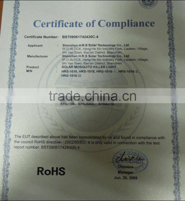 Solar Powered With Re-chargeable Batteries Mosquito Killer Lamp