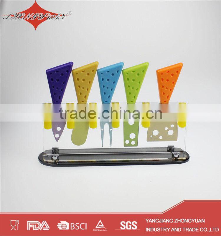 5 pcs colorful wholesale cheese knives set for kitchen gadget 2015