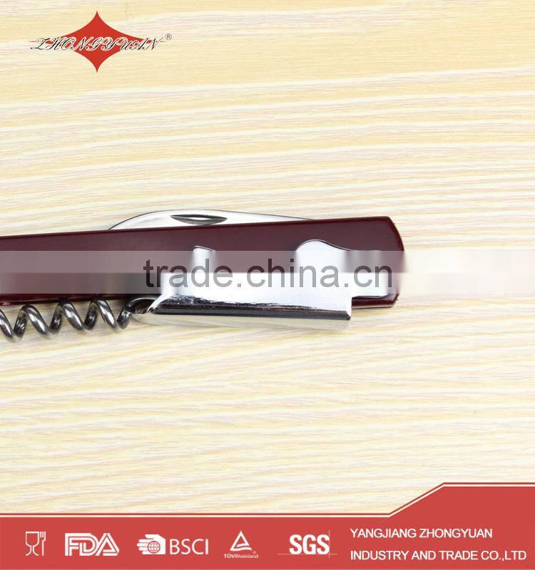 Custom Metal novelty Wine Corkscrew stainless steel bottle opener with knife