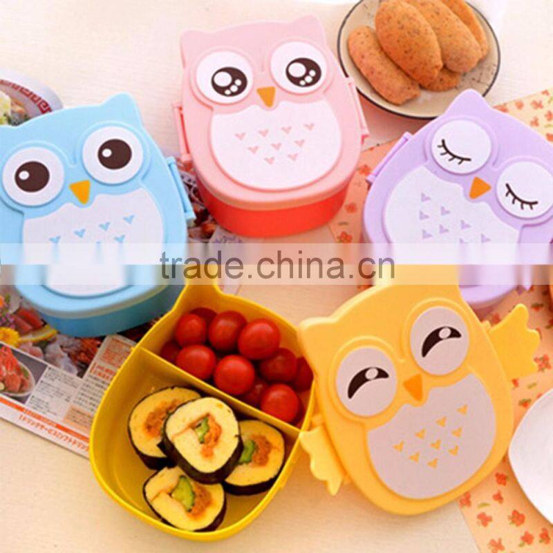 1050ml Cartoon Owl Lunch Box Food Fruit Storage Container Portable Bento Box Food-safe Food Picnic Container for Children Gifts