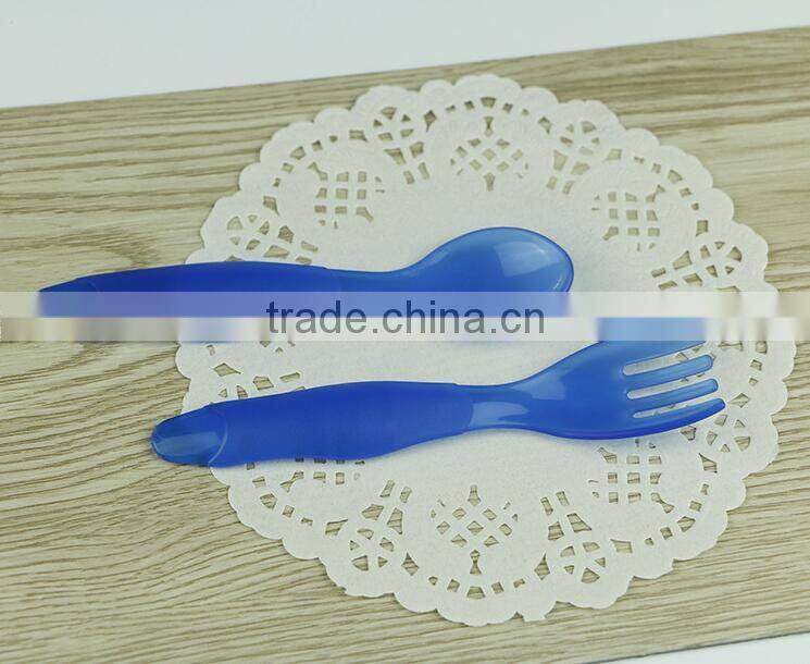 Factory sale soft PP baby spoon with fork baby spoon Tableware set