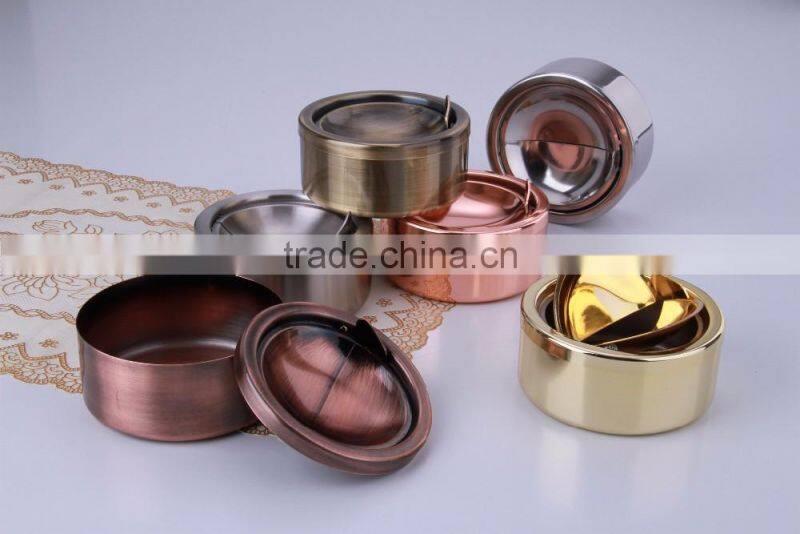 portable rotate stainless steel ashtray round fancy
