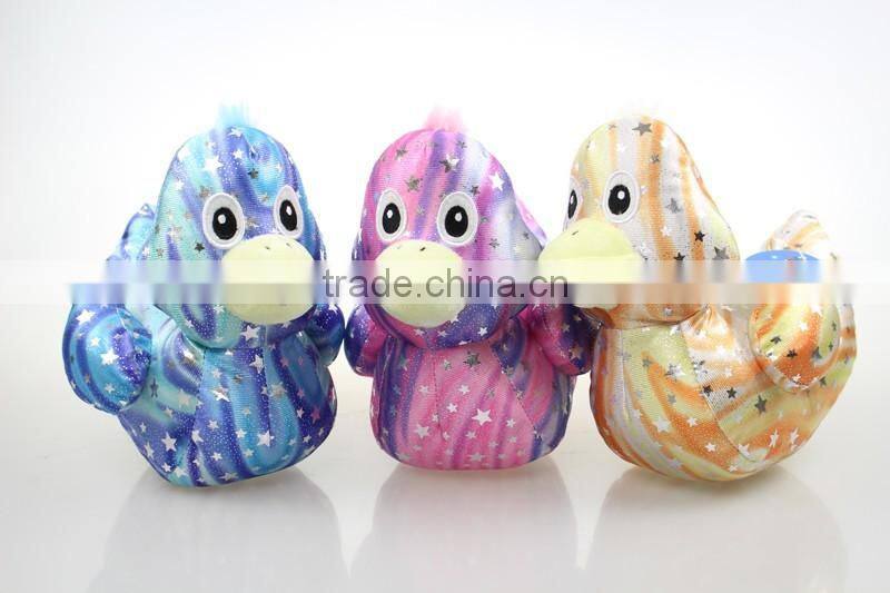 Cute 3 color wholesale cheap duck light toy plush duck with sand