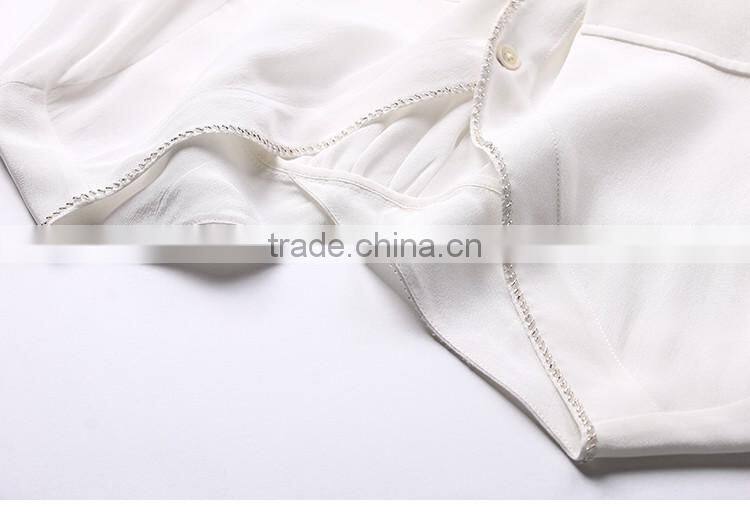 SZXX Tops Fashion Womens Lady White Wide Collar Casual Blouse