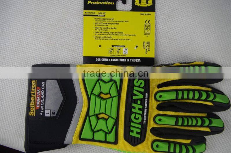 CE 4131 Touch Screen Work Gloves, Silicone Printing Ultimate Grip Gloves, Shock Absorption Mining Gloves,