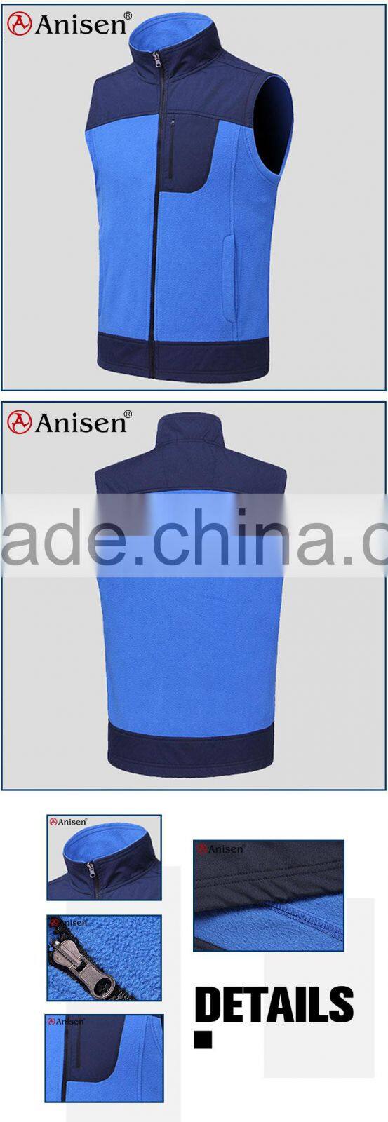 bulk wholesale windbreaker panel fleece polyester men vest