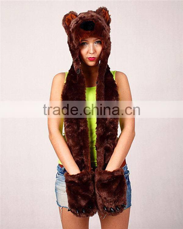 New style promotional factory price fashion animal hood hat scarf gloves