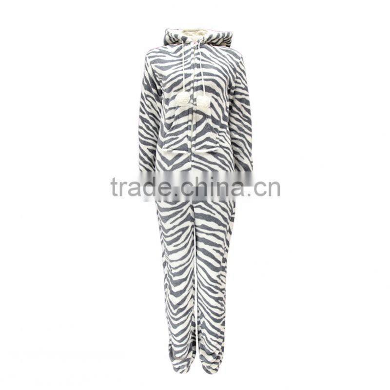 Wholesale factory price zebra stripes couple casual adult polyester onesie