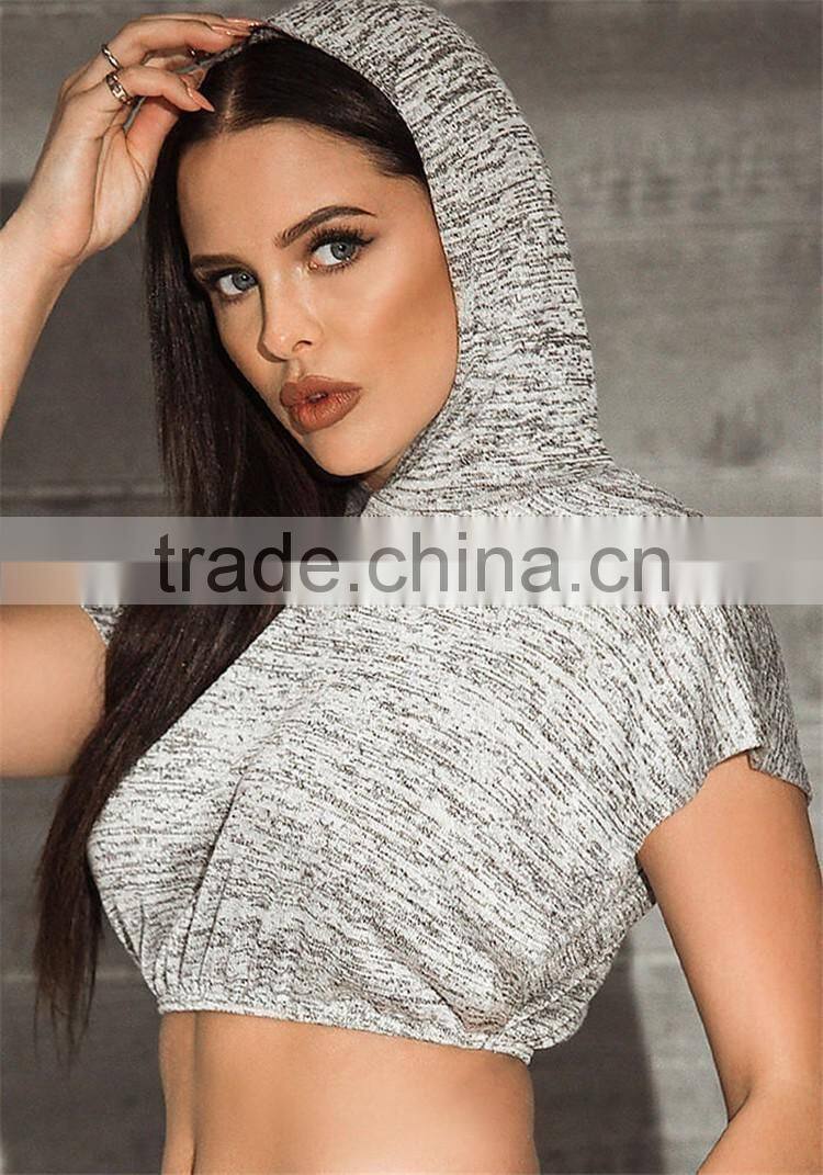 MGOO Custom Made Grey Marel Slit Hoodies Crop Tops Marvel Jersey Plain Hoodies Sleeveless Summer Shirts