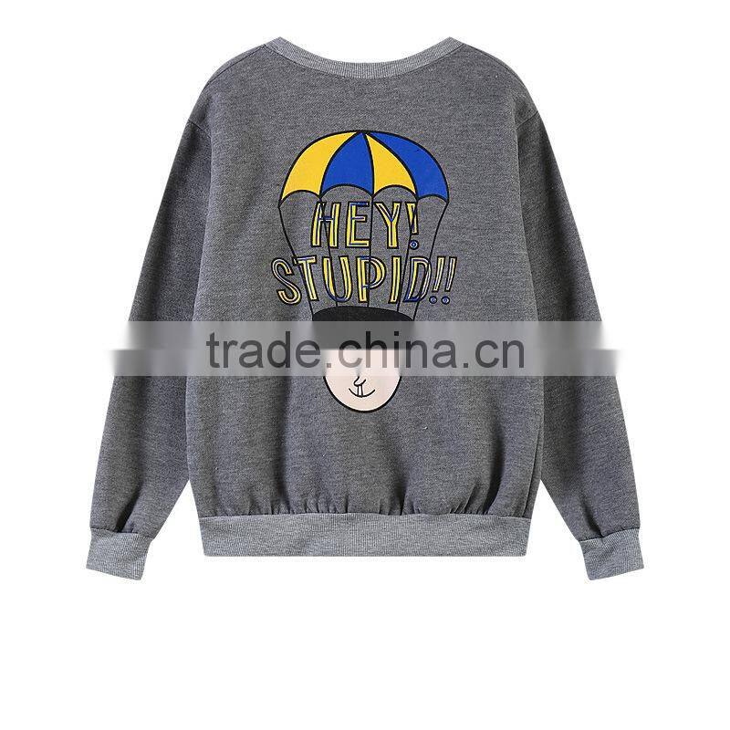 2015 New design kids cheap plain printing sweatshirts kids pullover 100%cotton fleece sweatshirts