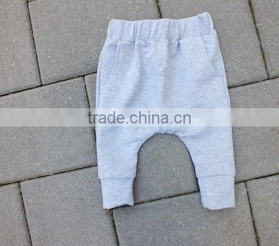 New Design Baby Boy Cotton Leggings Baby Plain Grey Kids Harem Pants Wholesale