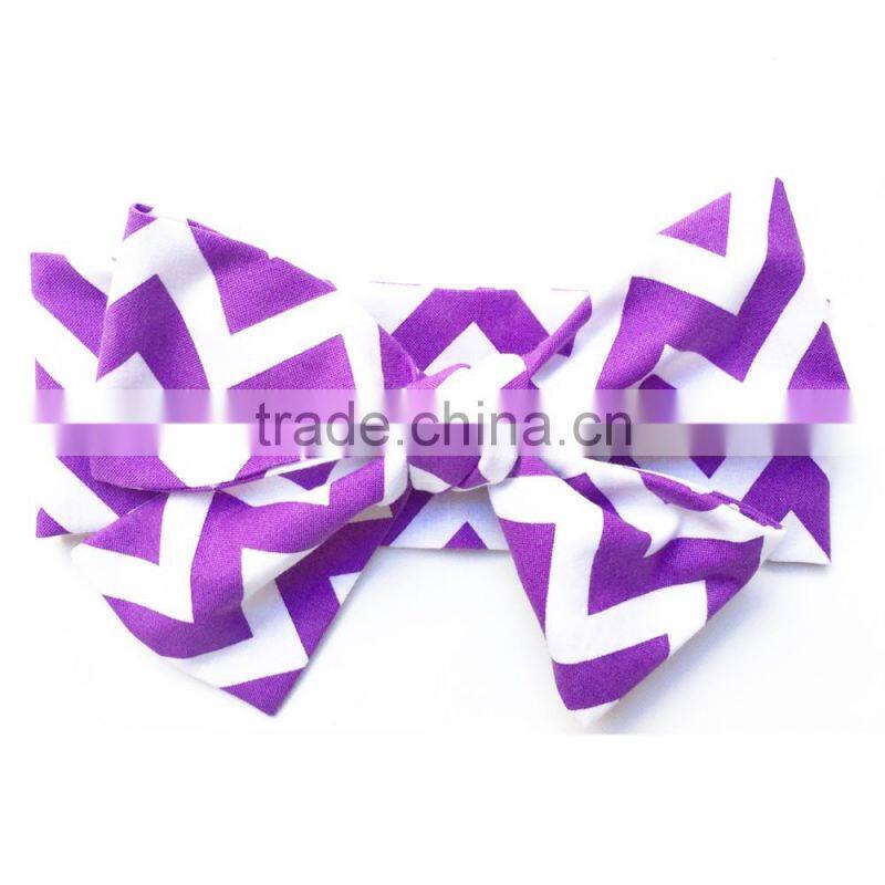 Chevron and polka dot baby girls cotton headband bowknot headwrap