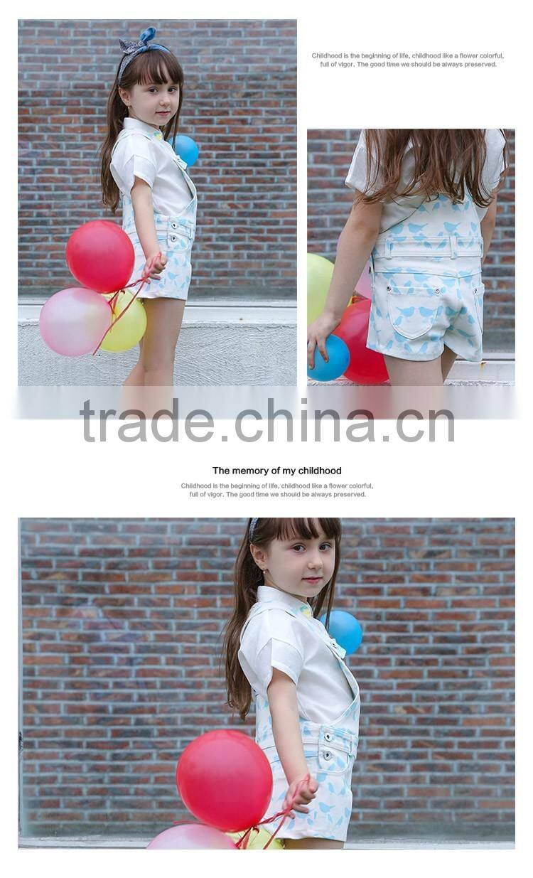 2016 Summer Fashion Girls Overalls with Shirt Clothing Set Casual Baby Kids Outfit