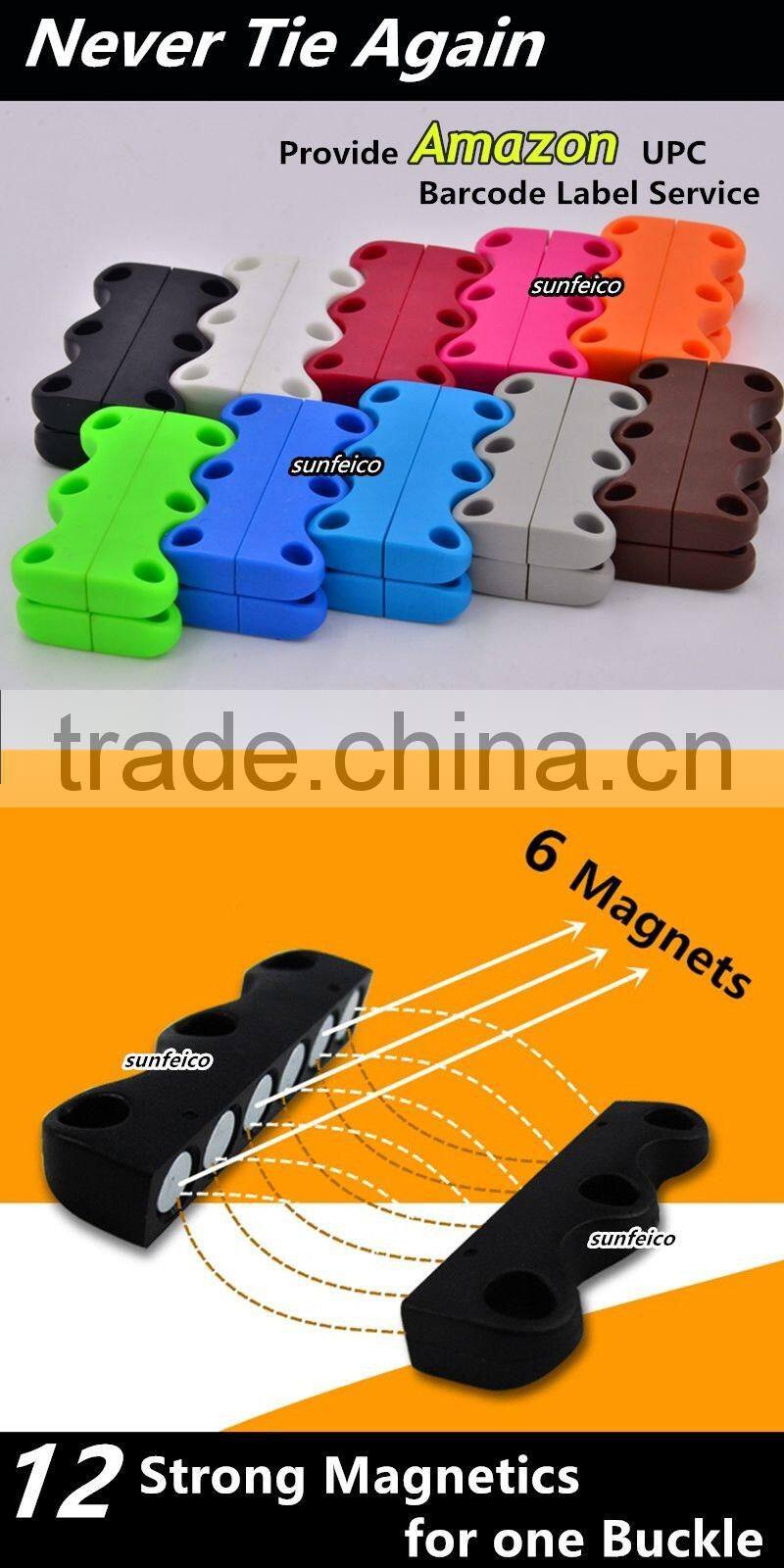 Novelty Sneaker Shoe Buckles No-Tie Magnetic Closure Casual Shoelace Amazon Supplier provide UPC Barcode label service