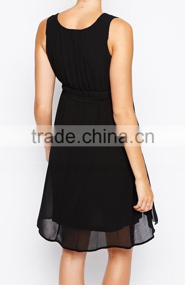 Pregnant women dresses V-Neck Pleated Viscose Lining Dress 2015