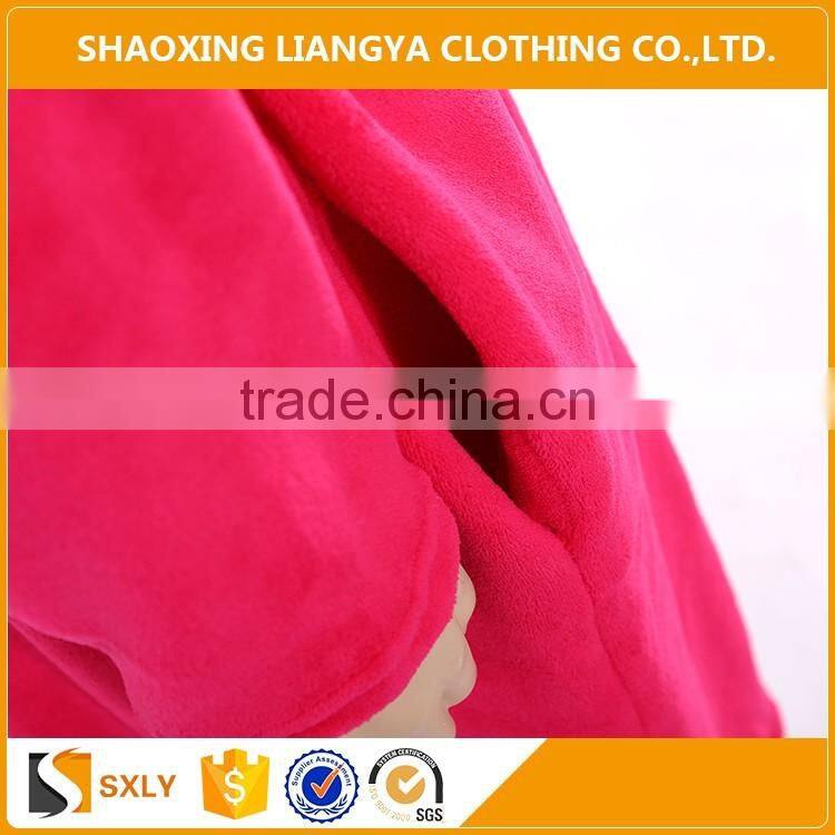 Fancy soft hooded fleece robe pajamas for lady