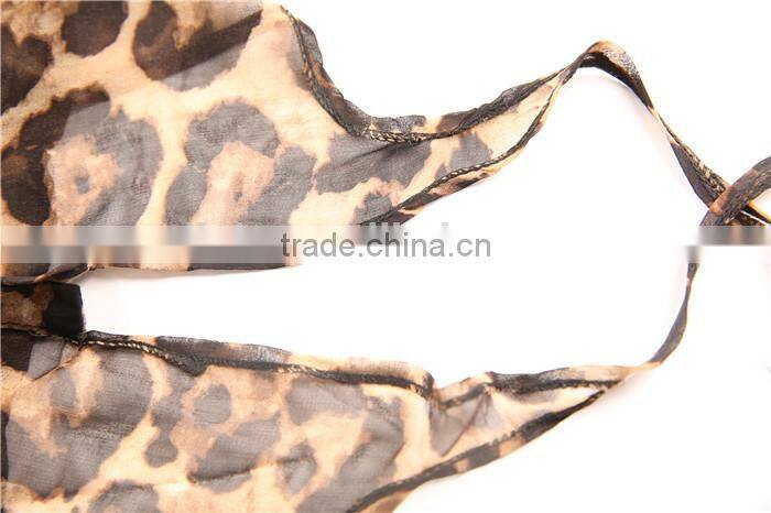 fashion butterfly style leopard printed casual ladies korean chiffon blouse 2015