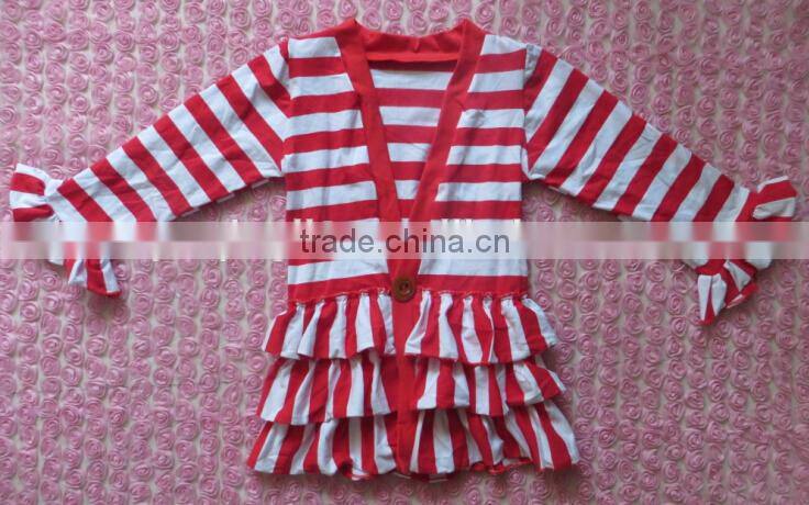 2015 summer blue and white cotton long sleeves with ruffle Stripe thin coat YW-036