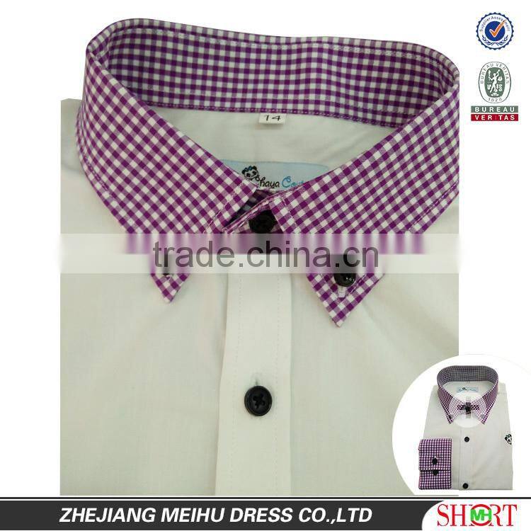 2016 Cute Design Custom Contrast Color Embroidered Boy Shirt , kid shirt