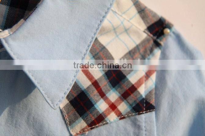 2017 long sleeve contrast color oxford kids or boys shirt