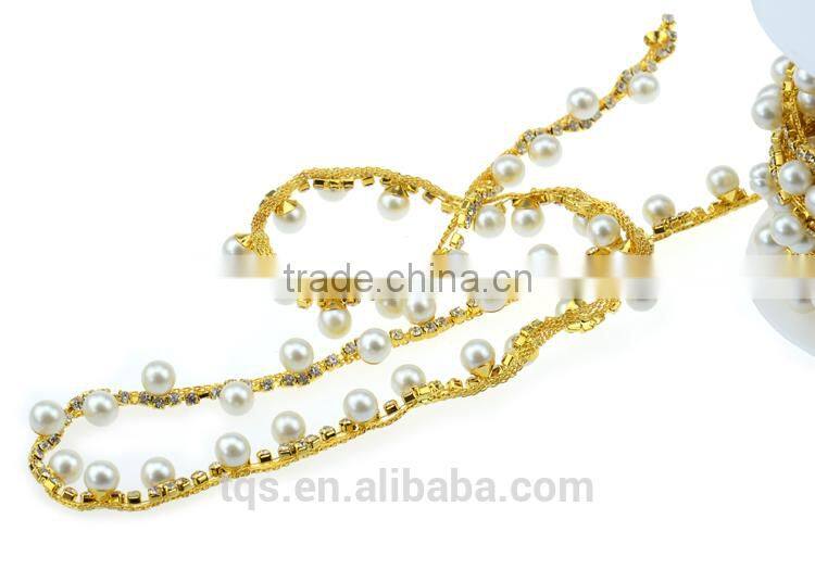Cup Chain New Design Crystal Rhinestone &Pearl Chain Trimming