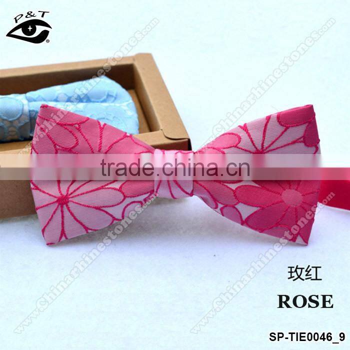 9 Colors 12x6 CM Flower Embroideried Jacquard Party Bow Tie Silk Bowtie for Men
