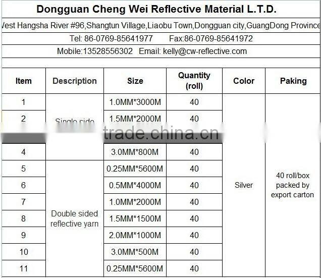 high quality EN471 grey color double side reflex yarn for knitting