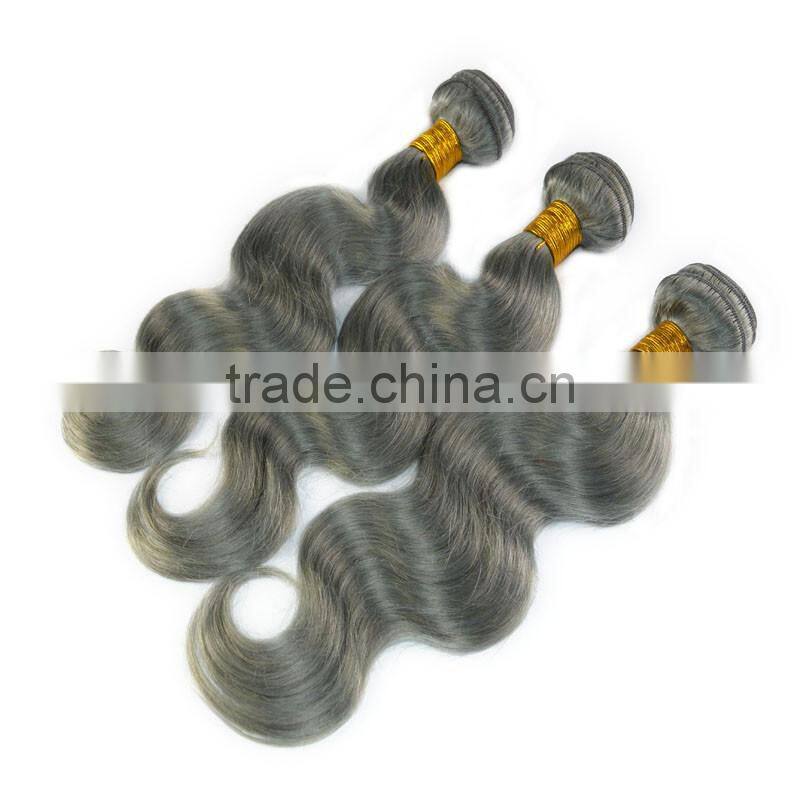 Large Stock Fast Shipping Wholesale Cheap Grey Human Hair Piece Brazilian Body Wave Gray Hair Weave