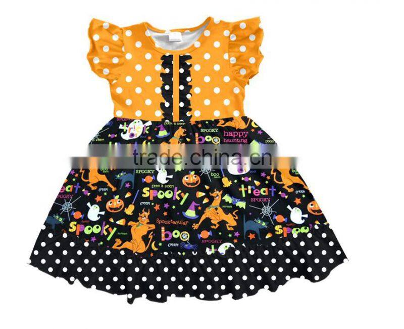2017wholesale Halloween girls clothing pumpkin Halloween girls dress