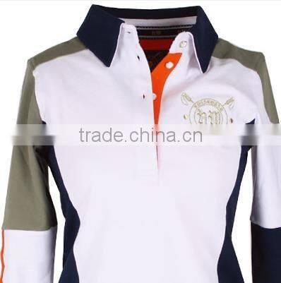 100% cotton Customized long sleeve polo shirt for lady horse riding shirt