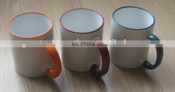 11 oz.Sublimation rim+handle color mugs