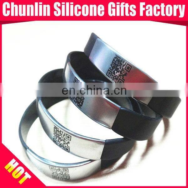 Silicone Bracelets with QR code on Metal Clips/Buckles