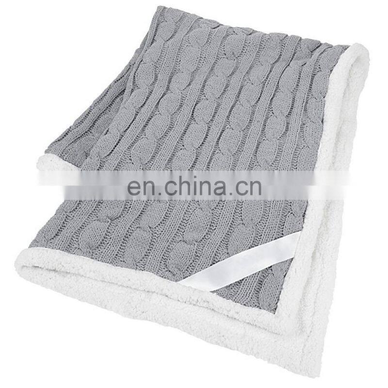 Soft Sofa Decorative Cable Chenille Knit Throw Blanket