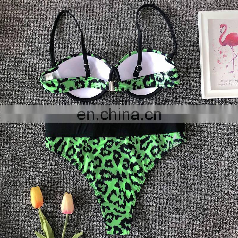 Leopard Printing Bikini Push Up Swimwear Women New Bathing Suit Women Sexy Beachwear 2019 Women's Swimsuit with Belt