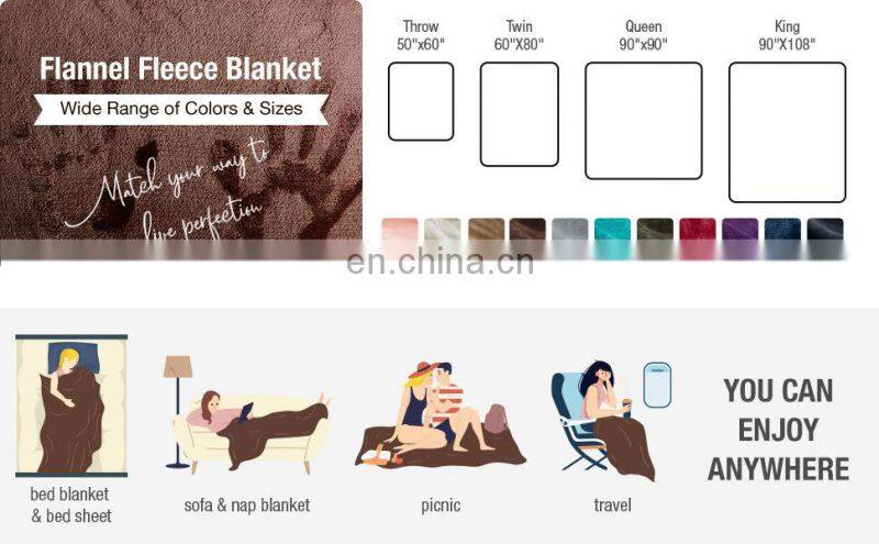 Brown Flannel Fleece Bed Blanket Lightweight Bedspread Blankets All Seasons Plush Warm Solid Blankets for Bed Couch Sofa