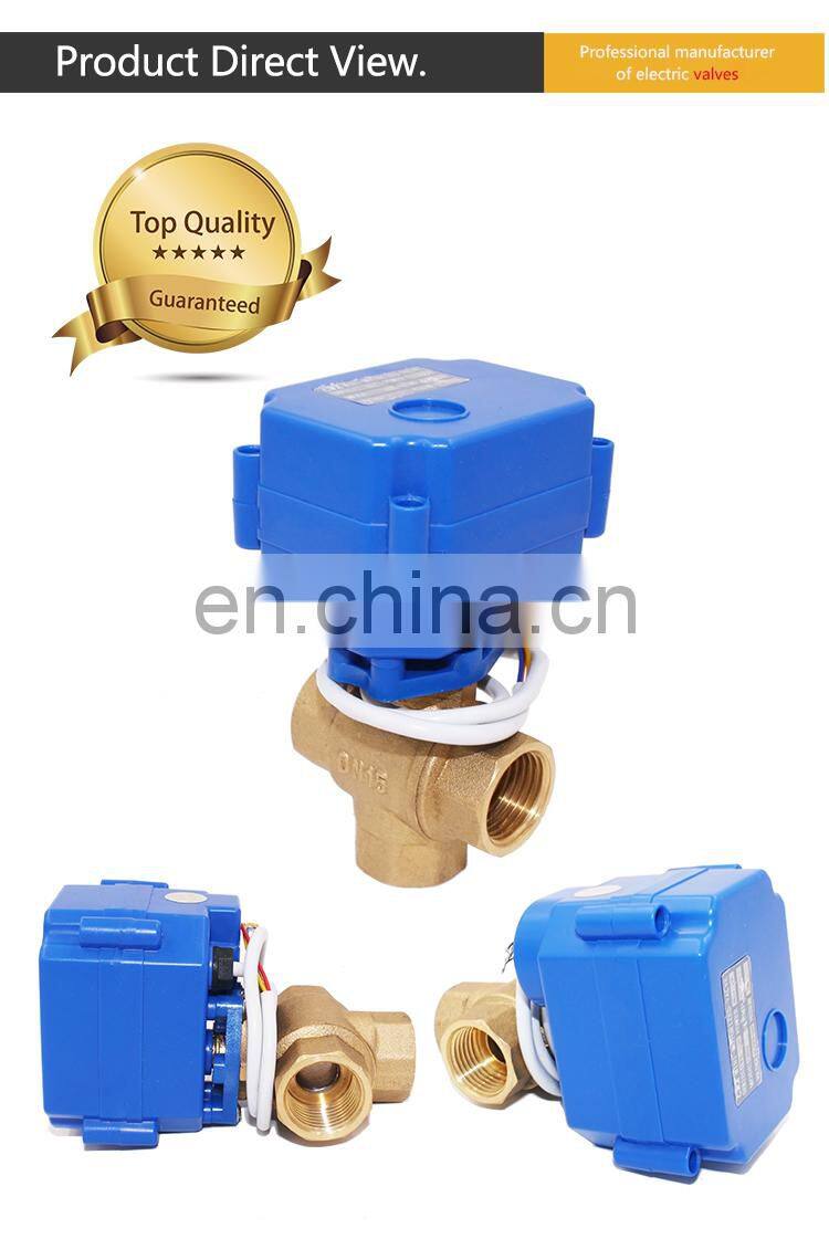 DC5V DC12V 24C DN15 DN20 3-way water valve 3 way brass electronic mixing valve
