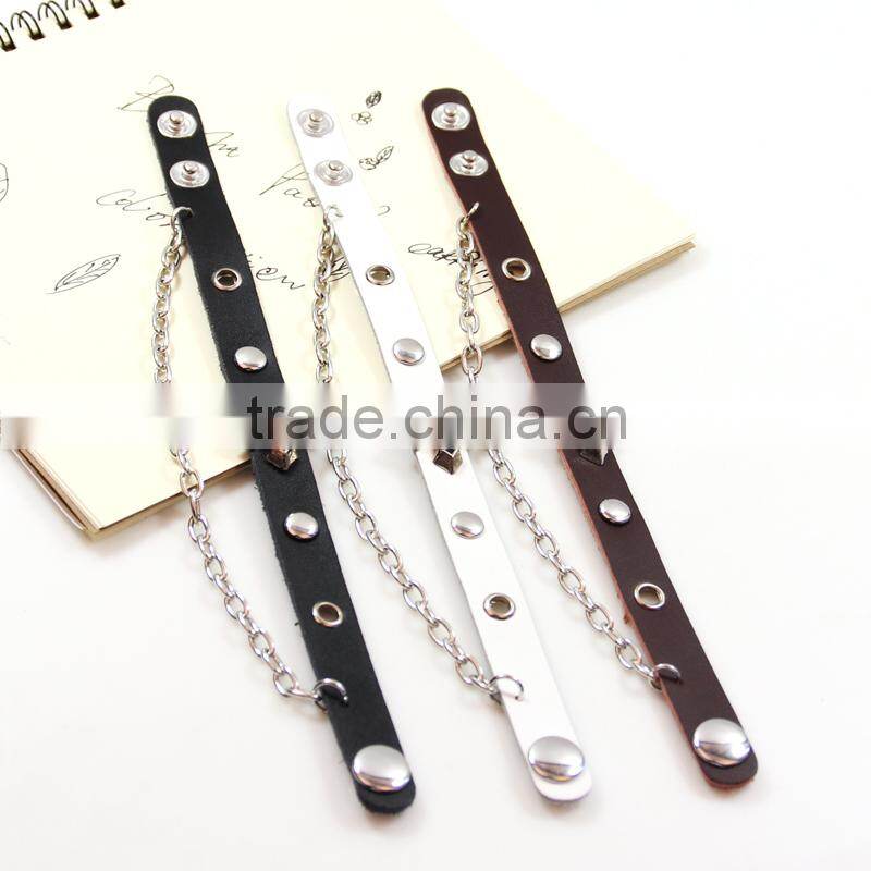 Zinc Alloy Silver Cross Pendant Different Color Leather Bracelet