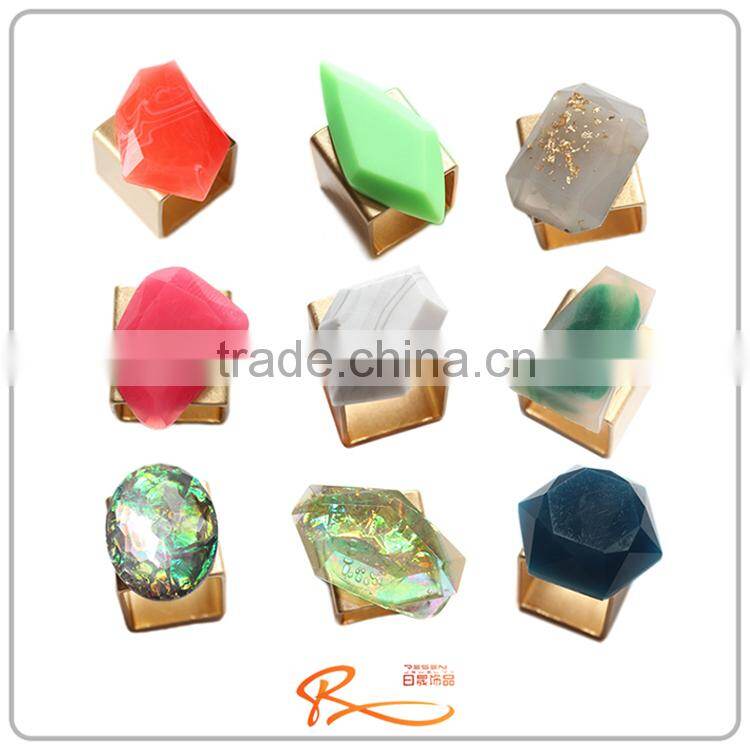 New design good looking fashion jewelry red rings large resin stone for women's rings