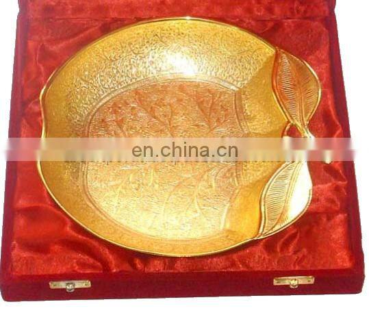 gola and silver plated antique serving bowl
