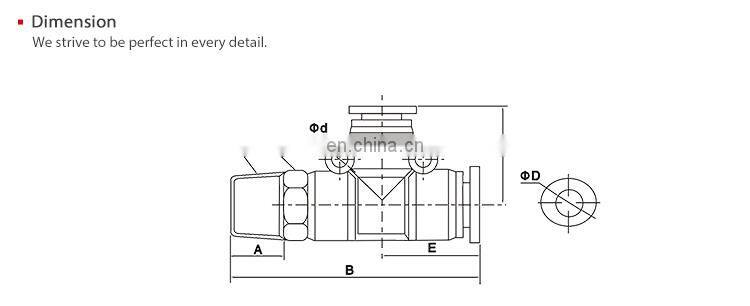 SNS SPD Series pneumatic one touch T type 3 way joint male triple branch run tee plastic quick fitting air hose tube t connector