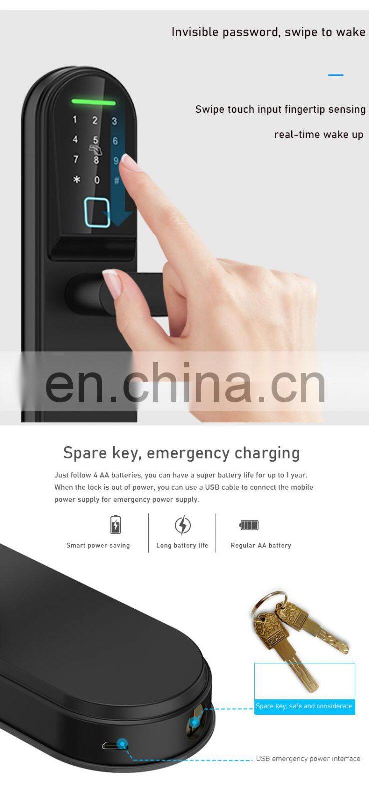 Digital Outdoor Locks Fingerprint Touch Screen Electronic Handle Home Cheap Locker Apartment Ttlock Tuya Smart Finger Door Lock