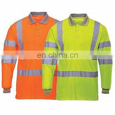 Custom design workwear Hi Vis Polo Shirts Working shirts long sleeve polo shirt