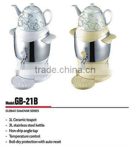 Red Stainless Steel Kettle with Ceramic Teapot