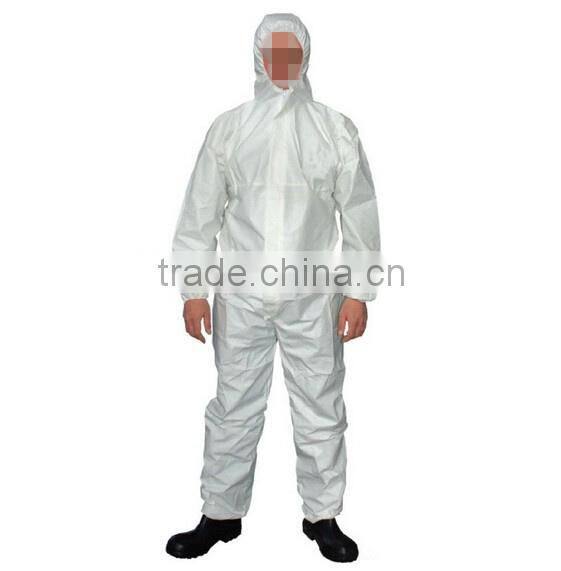 Hot pp non-woven hooded disposable safety coverall working clothes