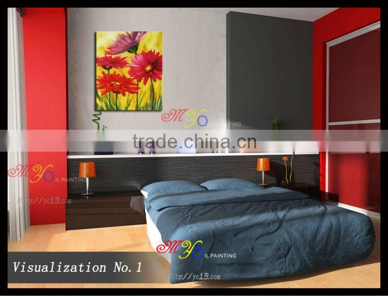 handmade home decor Artwork red flowers oil painting on canvas