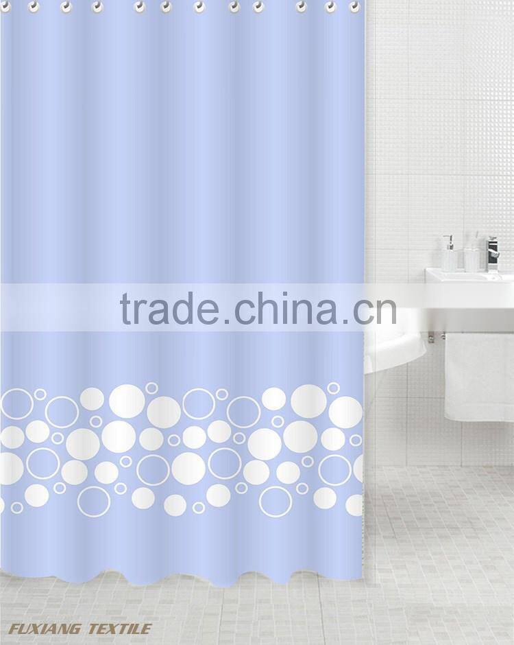 100% Polyester Cyan Color Printed Shower Curtain