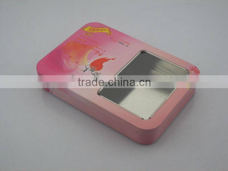 rectangle cell phone battery tin box with window
